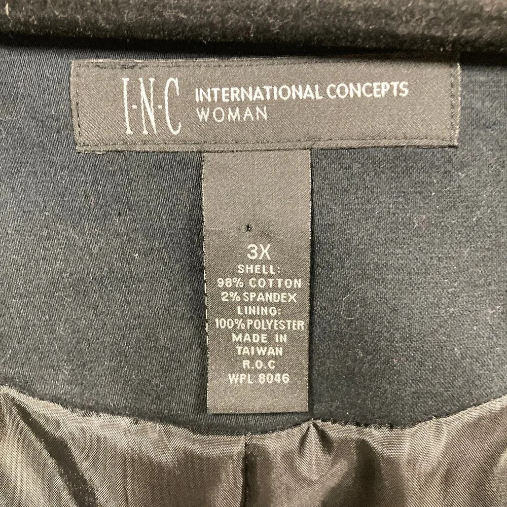 INC International Concepts Jacket Blazer, 3X, Black Boxy Cropped, New w Tags - Picture 2 of 10